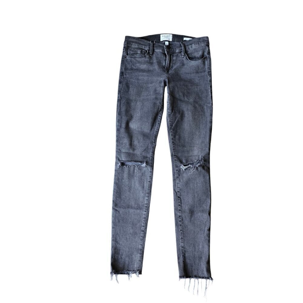 Frame Le High Skinny Grey Casual  distressed Denim Women's Jeans. Size 26